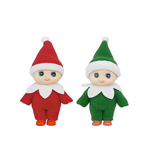 2 Stück Weihnachtselfen Figuren Mini Elfen für Jungen Mädchen,Rot Grüne Mini Puppe Elf Weihnachten Baby Winziger Weihnachtself für Weihnachten Neujahr Geschenk,Weihnachtsstrumpffüller von Mienocol