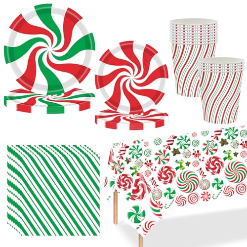 Weihnachtspapier Partygeschirr Set,69 Stück Rot Grün Christmas Lollipops Pappteller Becher, Servietten und Tischdecke Set Weihnachten tischdeko für 16 Gäste Weihnachten Dekoration Weihnachtspapier Partygeschirr Set,69 Stück Rot Grün Christmas Lollipops Pappteller Becher, Servietten und Tischdecke Set Weihnachten tischdeko für 16 Gäste Weihnachten Dekoration von Mienocol