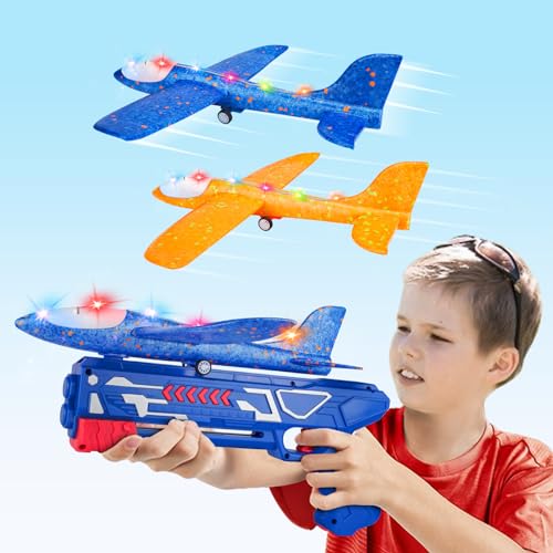 Flugzeug Spielzeug Styroporflieger Wurfgleiter mit Pistole Kinder Jungen Mädchen Kinderspiel ab 3-10 Jahre, Outdoor Draußen Garten Spiel Weihnachten Geburtstag Geschenk Flieger Styropor Airplane Toy von Mieryd