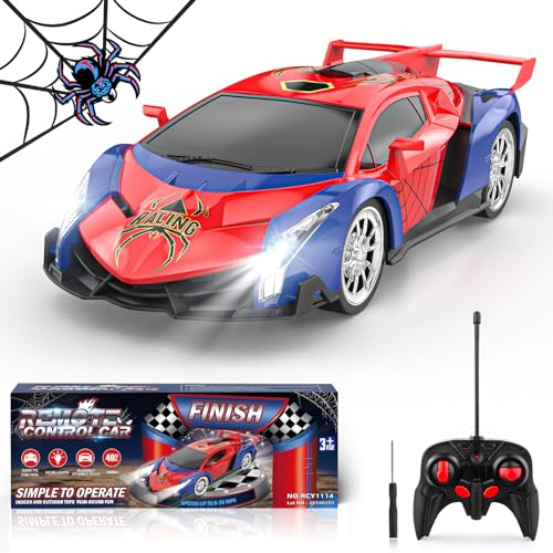 Mieryd Ferngesteuertes Auto ab 3 4 5 6 7 8+ Jahre, Kinder Spiele Draußen Drinnen 1:18 Spider RC Auto mit Fernbedienung Weihnachten Geburtstags Geschenke Jungen Mädchen Spielzeug Rennauto mit LED-Licht von Mieryd