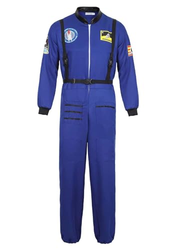 Mifeiwukawa Astronauten-Kostüm für Erwachsene, Cosplay-Kostüme, Raumfahrer, Overall, Raumanzug, Halloween, Pretend (Blau, XL) von Mifeiwukawa