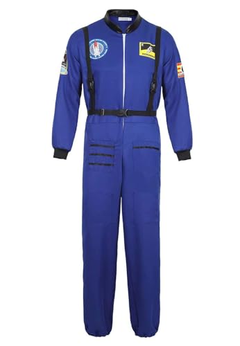Mifeiwukawa Astronauten-Kostüm für Erwachsene, Cosplay-Kostüme, Raumfahrer, Overall, Weltraumanzug, Halloween, Pretend (Blau, M) von Mifeiwukawa