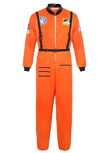 Mifeiwukawa Astronauten-Kostüm für Erwachsene, Cosplay-Kostüme, Raumfahrer, Overall, Weltraumanzug, Halloween, Pretend (Orange, XXL) von Mifeiwukawa
