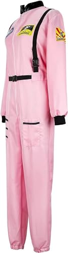 Mifeiwukawa Astronauten-Kostüm für Erwachsene für Damen, Weltraumanzug, Cosplay, Raumfahrer, Overall, Halloween (Rosa, S) von Mifeiwukawa