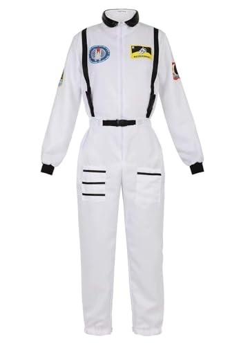 Mifeiwukawa Astronauten-Kostüm für Erwachsene für Damen, Weltraumanzug, Cosplay, Raumfahrer, Overall, Halloween (Weiß, XS) von Mifeiwukawa