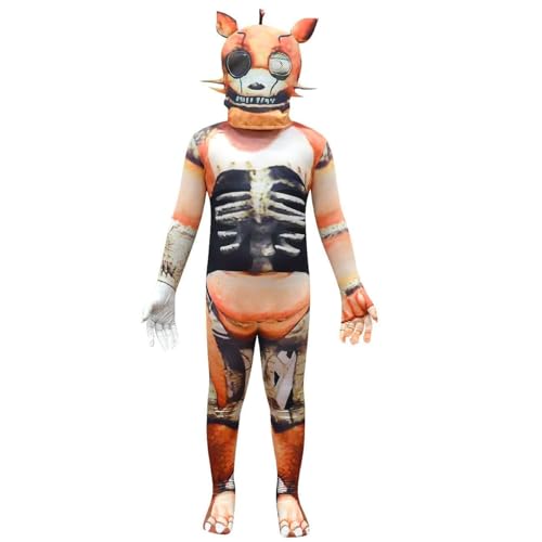 Mifeiwukawa FNAF FNAF Cosplay-Kostüm, Fuchs-Chica-Bonnie-Bunny-Bunny-Bunny-Kostüm, Sicherheitsverletzungs-Kostüme für FNAF, Overall mit Horror-Gesichtsmaske, Outfit, Halloween, Verkleidungsparty (Typ von Mifeiwukawa