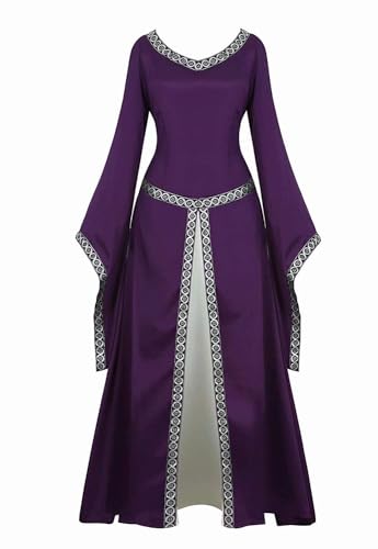 Mifeiwukawa Renaissance-Kostüm für Damen, mittelalterliches Kleid, irisch, luxuriös, viktorianisch, Vintage, Halloween, Cosplay (Lila, XL) von Mifeiwukawa