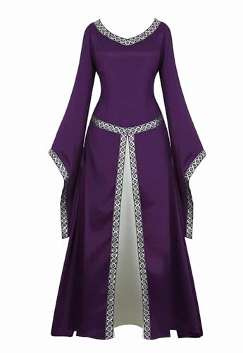 Mifeiwukawa Renaissance-Kostüm für Damen, mittelalterliches Kleid, irisch, luxuriös, viktorianisch, Vintage, Halloween, Cosplay (Lila, XXL) von Mifeiwukawa