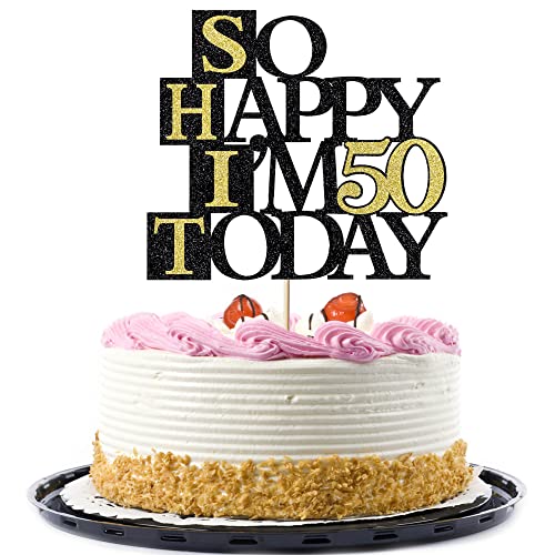 Migeaks Kuchenaufsatz "So Happy I'm 30 today - Perfekter Kuchenaufsatz zum 30. Geburtstag, lustig, schwarzer Glitzer, für Männer und Frauen, 50 Stück von Migeaks