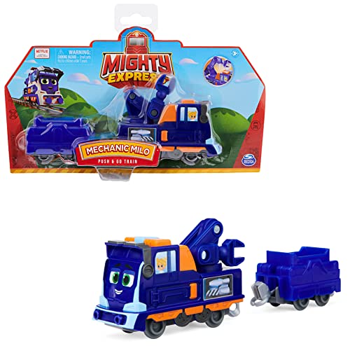 Mighty Express Push-and-Go Zug Mechaniker Milo mit Güterwaggon - handbetriebener Zug zur beliebten TV-Serie, ab 3 Jahren von Mighty Express