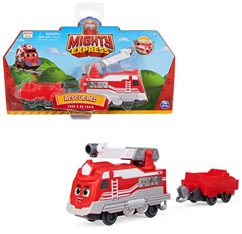 Mighty Express Push-and-Go Zug Roter Retter - handbetriebener Zug zur beliebten TV-Serie, ab 3 Jahren von Mighty Express