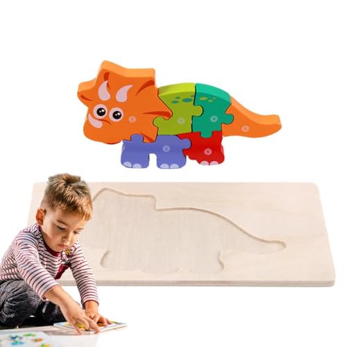 Mihauuke 3D-Holzpuzzles für Kinder, 3D-Cartoon-Puzzles - Pädagogische Holzpuzzles Dinosaurier-Puzzlespielzeug,Lustiges sensorisches Puzzle-Spielzeug für Vorschulkinder und Kinder über 3 Jahre von Mihauuke