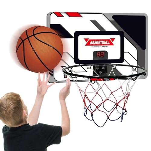 Mihauuke Basketballkorb für die Tür, Basketballkorb für den Innenbereich | Basketballkorb mit elektronischer Anzeigetafel | -Zimmerdekoration, Basketball-Spielzeug, ohne Bohren, Sportspiel-Set für von Mihauuke