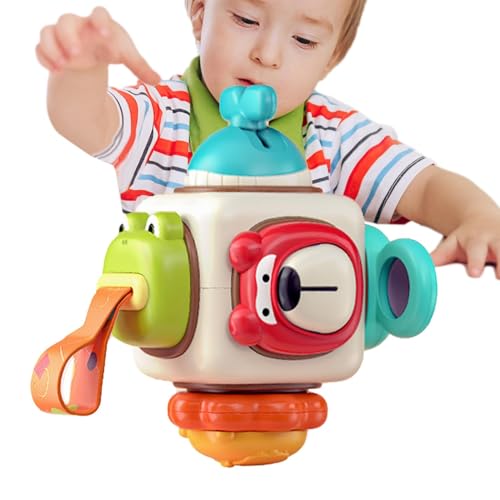 Mihauuke Busy Cube,Babys Busy Cube - Tierformen Würfelspielzeug für Kleinkinder und Babys mit niedlichem Cartoon - Busy Sensory Ball, tragbarer Würfel für frühpädagogische Aktivitäten zur Anregung der von Mihauuke