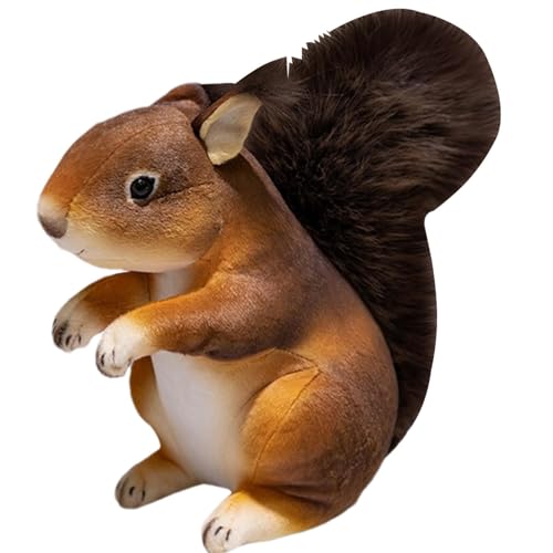 Mihauuke Eichhörnchen-Plüsch, Eichhörnchen-Spielzeug,25 cm weiches Eichhörnchen-Plüschtier - Gefüllte Begleitspielzeuge, realistische Tierplüschtiere, Plüschkissen für Schulpreise für Mädchen und von Mihauuke