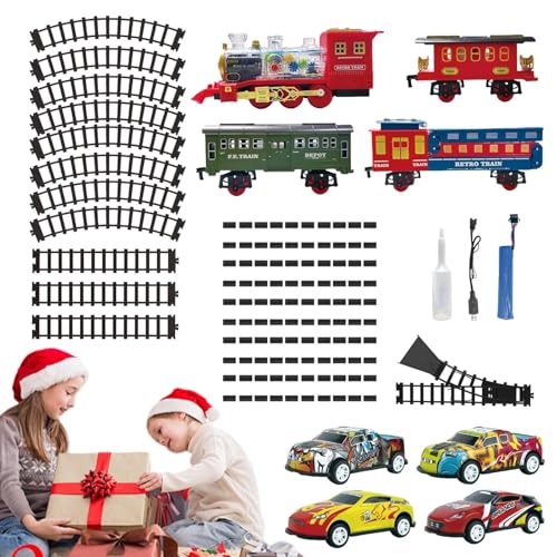 Mihauuke Elektrischer Zug für Kinder,Elektrischer Zug für - Klassisches Zugset, elektrisches Zugspielzeug mit Sound - Batteriebetriebener Eisenbahnbausatz, Lokomotivmodell, Weihnachtsspielzeug für von Mihauuke