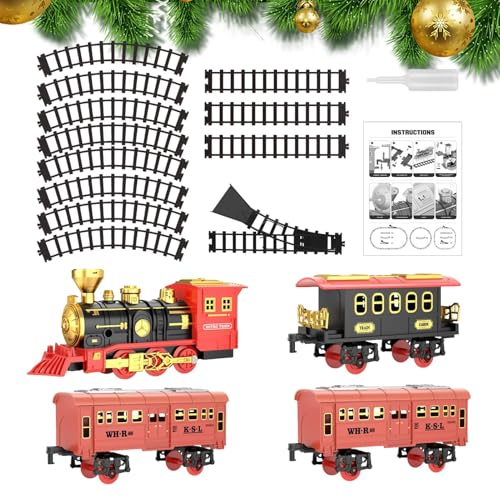 Mihauuke Elektrisches Zugset für, Modelleisenbahn-Set | Klassisches Zugset, elektrisches Zugspielzeug mit Sound,Batteriebetriebenes Eisenbahn-Weihnachtsspielzeug für Mädchen und von Mihauuke