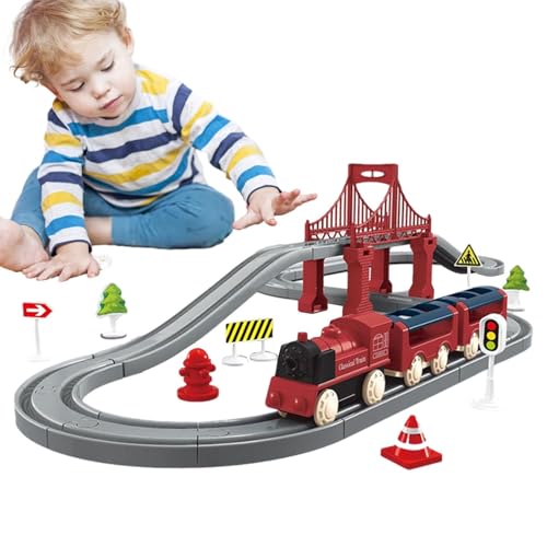 Mihauuke Kinder-Eisenbahn-Set,Eisenbahn-Set für Kinder,44X Cartoon-Kinderzug mit Gleisen | Kleinkind-Rennbahn, interaktives Baubahn-Spiel, batteriebetrieben, für Kinder, Kinder, Familien von Mihauuke