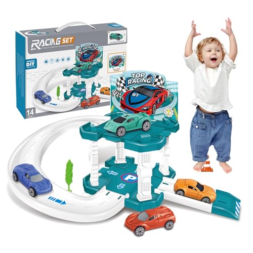 Mihauuke Kinderautobahn,Autobahnspielzeug - Spielzeugauto-Schienenset Schienenspielzeug,Feinmotorikspielzeug, Stadtparkplatz-Spielset, Autospielzeug-Lernspiele, Lernspielzeug für Kinder ab 3 Jahren von Mihauuke