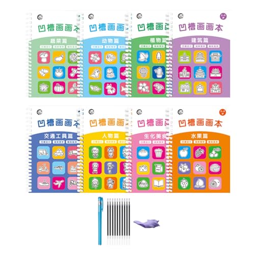 Mihauuke Malheft für Kinder, Schreibheft zum Üben des Zeichnens,8X gerilltes Übungsheft zum Zeichnen für Kinder | Hand-Auge-Koordinationstrainer für Kinder ab 3 Jahren für und Mädchen von Mihauuke