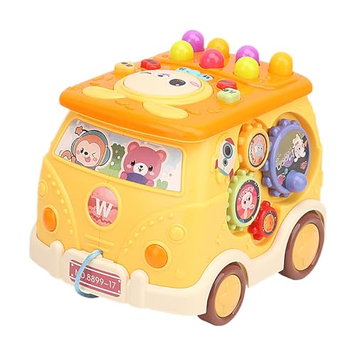 Mihauuke Musikalisches Autospielzeug, Spielzeugauto für Kleinkinder | Activity Bus Toy Stampfspiel - Busspielzeug Vorschul-Lernspielzeug mit Licht und Musik für und Mädchen ab 1 Jahr von Mihauuke