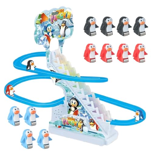 Mihauuke Pinguin-Rutsche, Pinguin-Treppenkletterspielzeug | Kleine Pinguin-Kletterspielzeuge mit Musik und LED-Lichtern - Lustiges musikalisches Achterbahn-Spielzeug für Kinder, und Mädchen ab 3 von Mihauuke