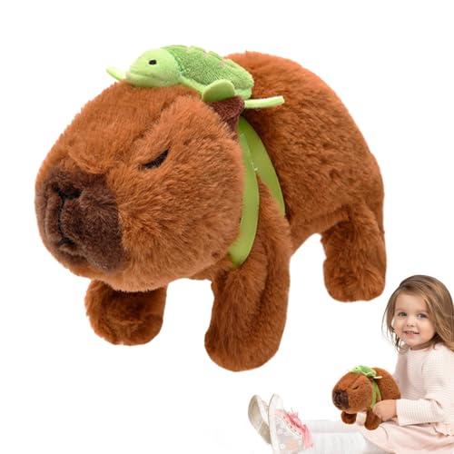 Mihauuke Plüsch-Capybara-Kuscheltier,Capybara-Kuscheltiere,Elektrische Capybara-Plüschtiere mit Schildkröten-Rucksack | Capybara Plushies Lustiges elektrisches Spielzeug für, Mädchen und Kinder ab 3 von Mihauuke