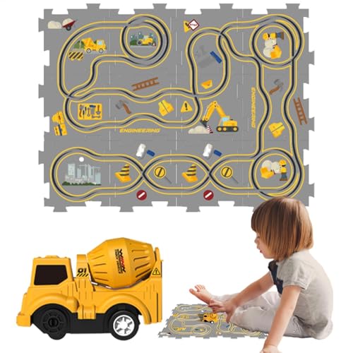 Mihauuke Puzzle-Autobahn, Eisenbahnwaggon-Puzzlebahn,Autospielzeug Rennbahn-Puzzle-Eisenbahnwagen - Puzzle Racer Cartoon-Puzzlebahn, Feinmotorikspielzeug, Lernspielzeug für Kinder ab 3 Jahren von Mihauuke