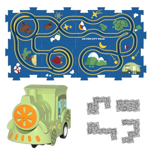 Mihauuke Puzzle-Autobahn-Set,Puzzle-Racer-Kinder-Autobahn-Set,Puzzle-Brett, Puzzle-Eisenbahnwagen | Puzzle Racer Cartoon-Puzzlebahn, Feinmotorikspielzeug, Lernspielzeug für Kinder ab 3 Jahren von Mihauuke