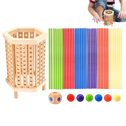 Mihauuke Stick Tower-Spiel, Stick Pull-Spiel - Hölzernes Ballturm-Stick-Pickup-Spiel - Brettspiele aus Holz, Feinmotorik, Zählen, Mathematik, Lernspielzeug für und Mädchen ab 3 Jahren von Mihauuke