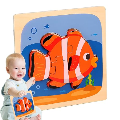 Mihauuke Tierpuzzles,Holztierpuzzle,Denksport-Puzzle | Buntes Holzpuzzle für Kinder, Hirsch, Ente, Frosch, AFFE, Fisch, Löwe, Lernpuzzlespielzeug von Mihauuke