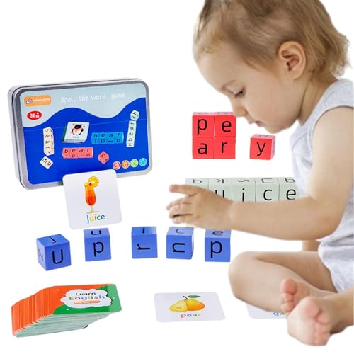 Mihauuke Wort-Rechtschreibspiele, Rechtschreibspiele für Kinder,Alphabet Blocks Blocks Rechtschreibspiel - Kreatives -Lernspielzeug, lustiges tragbares Puzzle für die Früherziehung für Vorschule, von Mihauuke