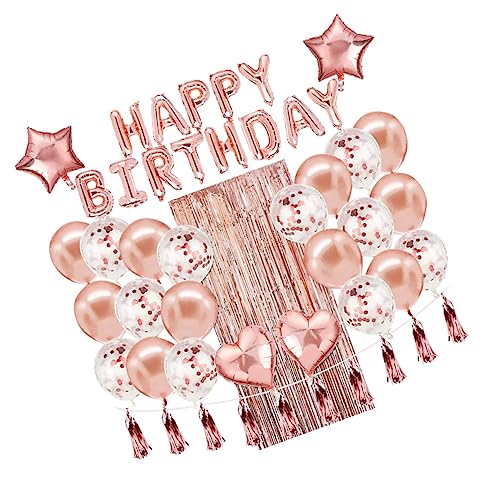 Mikikit 1 Satz Konfetti-ballon-set Quaste Regenvorhang Girlande Folienvorhänge Weihnachtsballons Glitzernde Geburtstagsballons Herz Roségoldener Ballon Party Aluminiumfolie Rose Gold von Mikikit