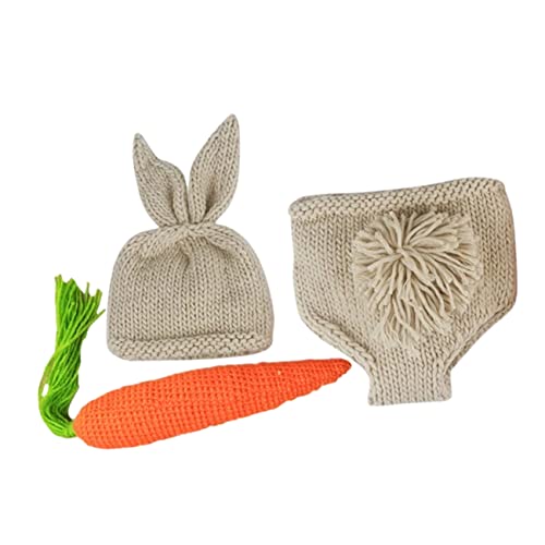 Mikikit 1 Satz Neugeborener Pullover -kinderwagen Gießen Kostüm -outfits -jungen-hosen Plüsch Babyspiegelauto Kleid Für Babykleidung Für Neugeborene Nest Hase Khaki Garn von Mikikit