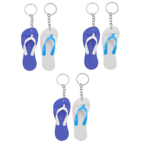 Mikikit 3 Sätze Strand-flip-flops Hühner Kinderknallzeug Schenken The present Freigeben Schlüsselanhänger Tragbarer Schlüsselbund Taschenanhänger Metall Blue 6 Stück * 3 von Mikikit