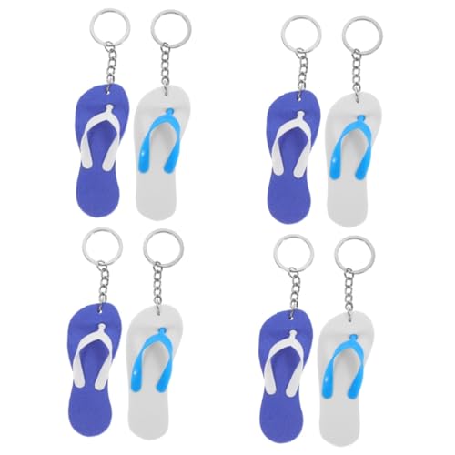 Mikikit 4 Sätze Strand-flip-flops Hühner Kinderknallzeug Keyholder Bescherung The present Schlüssel Fisch Ring Mini-pantoffel-anhänger Luau-gastgeschenke Polyester Blue 6 Stück * 4 von Mikikit