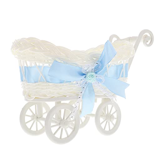 Mikikit Puppenwagen Lauflernhilfe Mini-Supermarkt-Handwagen Gewebter Süßigkeitenbehälter Hochzeit Blumenkorb Dekoration Für Babyparty Kinderwagen Gastgeschenke Holzkinderwagen von Mikikit