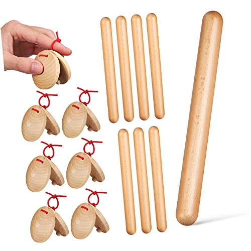 Mikinona 4 Paare Musik-Rhythmus-Sticks kinderinstrumente musikinstrumente Musikalisches musikinstrument Musikpädagogik Rhythmusstäbe aus Holz Rhythmusstöcke aus Holz von Mikinona