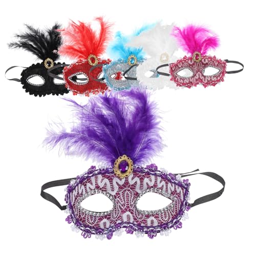 Mikinona 6St Halloween-Masken 6-teiliges Set venezianische Maskerade Maske Gesichtsmaske Cosplay-Masken halloween masken halloweenmaske dekorative Halbmaske Cosplay-Maske für Frauen Feder von Mikinona