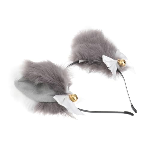 Mikinona Katzenohr Glocken Stirnband Ohr Stirnband Cosplay Haarband Tier Haarband Ohr Haarband Urlaubs Haarband Ohr Haarband Haar Accessoire Für Party Plüsch Haar Party Haarband von Mikinona