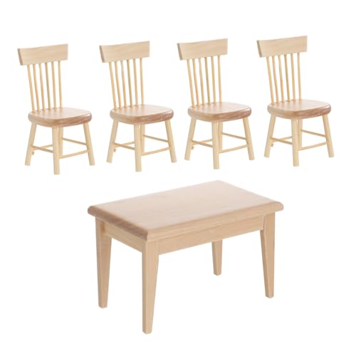 Mikinona Miniatur Puppenhaus Möbel Set Teiliges Miniatur Tisch Stühle Set aus Natürlichem Eichenholz für Puppenhaus und Dekoration Leicht und Detailreich Mikinona Miniatur Puppenhaus Möbel Set Teiliges Miniatur Tisch Stühle Set aus Natürlichem Eichenholz für Puppenhaus und Dekoration Leicht und Detailreich von Mikinona