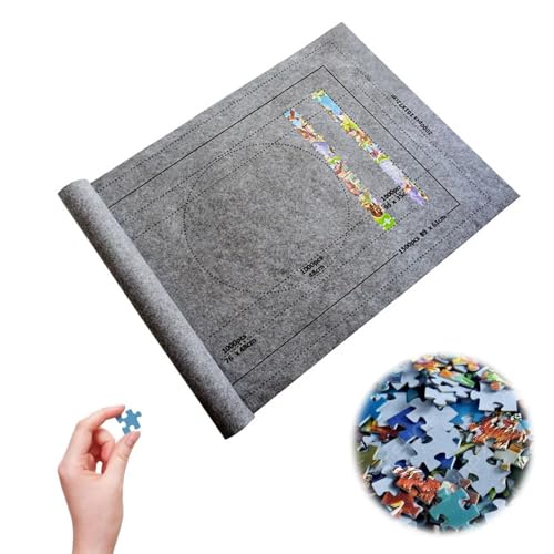 Puzzlematte,Puzzleunterlage,Puzzle Matte Roll,Jigsaw Mat,Tragbare Puzzles Mat,Teppich für bis zu 1500 Teile, Praktisches Zubehör zur Aufbewahrung von Puzzles,89 * 61CM,(Grau) von Mikiuly