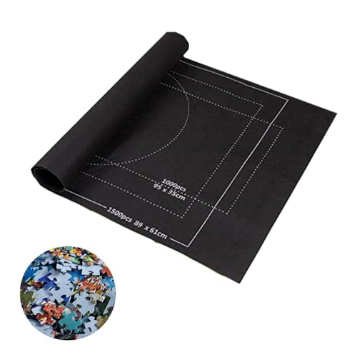 Puzzlematte,Puzzleunterlage,Puzzle Matte Roll,Jigsaw Mat,Tragbare Puzzles Mat,Teppich für bis zu 1500 Teile, Praktisches Zubehör zur Aufbewahrung von Puzzles,89 * 61CM (Schwarz) von Mikiuly