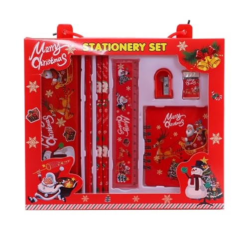 Weihnachten Schreibwaren Set, Schreibwaren Geschenkset, 8 Stück Mit 1 Lineal, 1 Radiergummi, 3 Bleistift, 1 Anspitzer, 1 Federmäppchen, 1 Notizblöcke,Kinder Mitgebsel,Geschenk für Mädchen und Junge Weihnachten Schreibwaren Set, Schreibwaren Geschenkset, 8 Stück Mit 1 Lineal, 1 Radiergummi, 3 Bleistift, 1 Anspitzer, 1 Federmäppchen, 1 Notizblöcke,Kinder Mitgebsel,Geschenk für Mädchen und Junge von Mikiuly