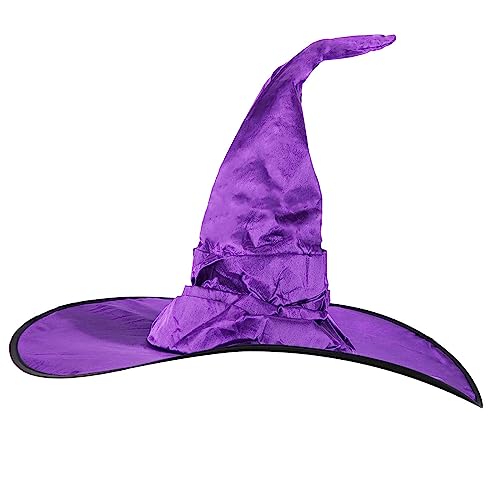 Mikovivi Großer Hexenhut, Halloweenkostüm Zaubererhut Cosplay Spitzer Hexenhut für Damen Partyhut Hexenhut-Dekoration für Damen Halloween-Party Maskerade (Lila) von Mikovivi