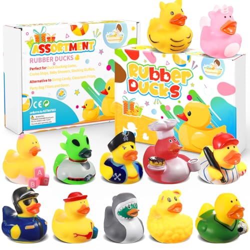 Mikulala 12 Stück Badeente Kinder Gummiente Lustig Gummi Enten Niedlich Kleine Badeenten Wiederverwendbare Badewannenspielzeug für Kindergeburtstagpartys, Geschenk, Badewannen, Strand und im Pool von Mikulala