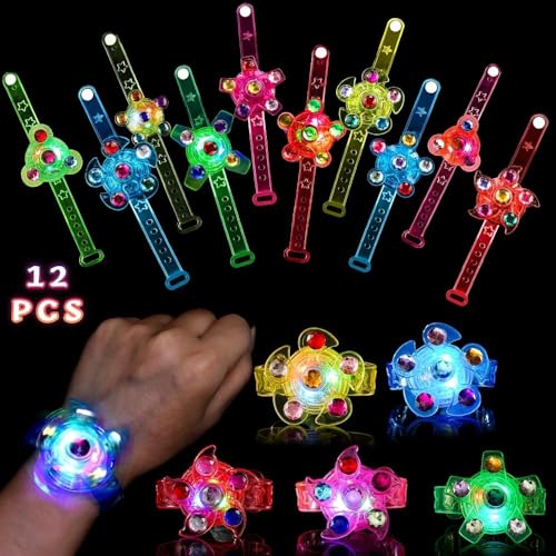 Mikulala 12 Stück Leuchtarmbänder Fidget Blinkende Armbänder Bunt LED Armband Leuchtspielzeug Kinder Mitgebsel Set geeignet für Weihnachten, Hallowen, Neujahrsparty,Geburtstagparty von Mikulala