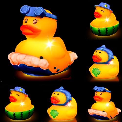 Mikulala 6 Stück Badeente Leuchtend Gummiente Lustig Gummi Ente Kinder Badewannenspielzeug ab 1 2 3 Jahre Wasserspielzeug Gelb von Mikulala