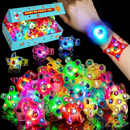 Mikulala 24 Stück Leuchtarmbänder Spinner Led Armband für Kinder Blinkende Armbänder in der Dunkelheit Mitgebsel Kindergeburtstag für Geburtstags,Weihnachten,Raves,Konzert,Graduierung von Mikulala