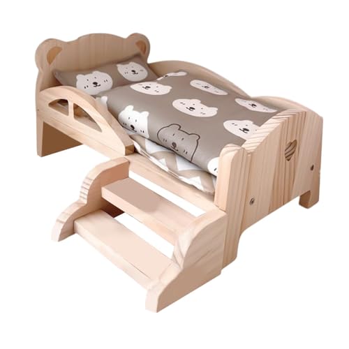 Milageto 1/12 Puppen-Miniatur-Bett-Puppen zubehör aus Holz für Spielzeug 1 Matratze, 1 Stepp Decke und 1 Kissen für Puppenhaus-Dekor, Bear Bettwäsche-Set von Milageto